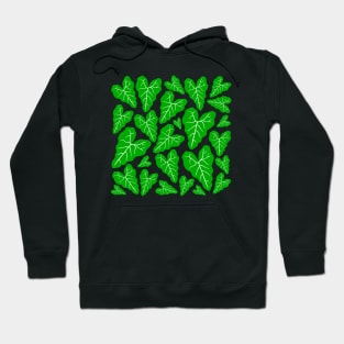 Green veiny heart shaped plant leaves pattern Hoodie